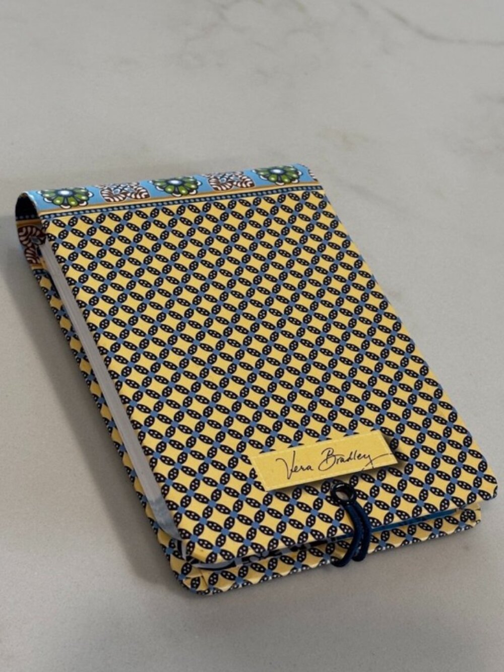 Vera Bradley Mini Organizer Notebook Yellow Blue Pattern Compact Pocket Planner